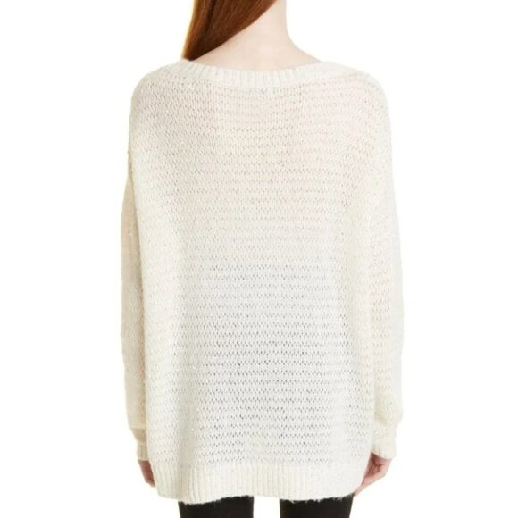 NORDSTROM SIGNATURE Cashmere Sequin Sweater in Ivory size XXS - Picture 3 of 6
